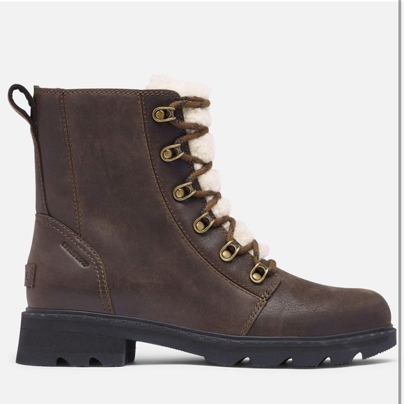 Sorel Women\'s Lennox Lace Cozy Boot - Rain - Waterproof - Blackened Brown Size 9